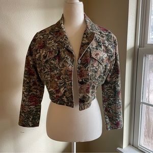 90’s vintage Paris blues floral cropped jacket